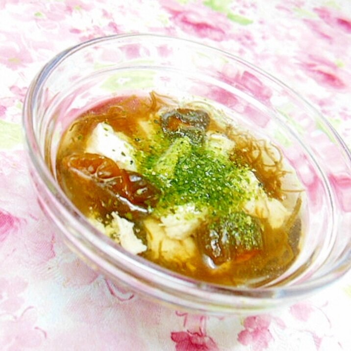 ❤もずくとキューちゃんと蒸し鶏の青海苔生姜の小鉢❤
